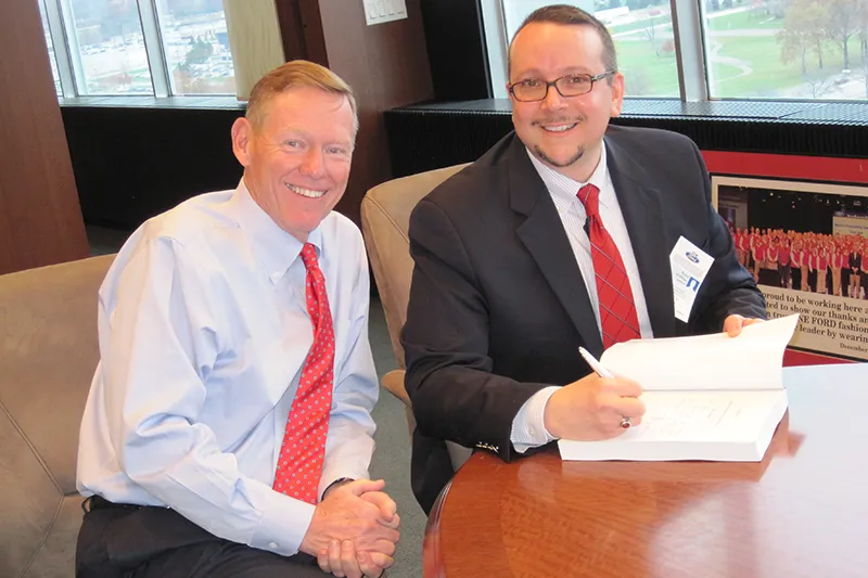 Bryce Hoffman with Alan Mulally